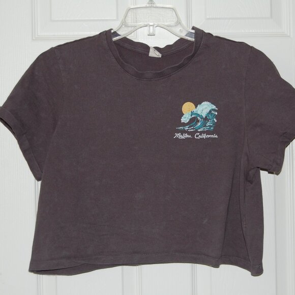 Vibe N' Cropped Graphic Tee, Women Size L (Bust: 43"), Faded Gray - Picture 2 of 5